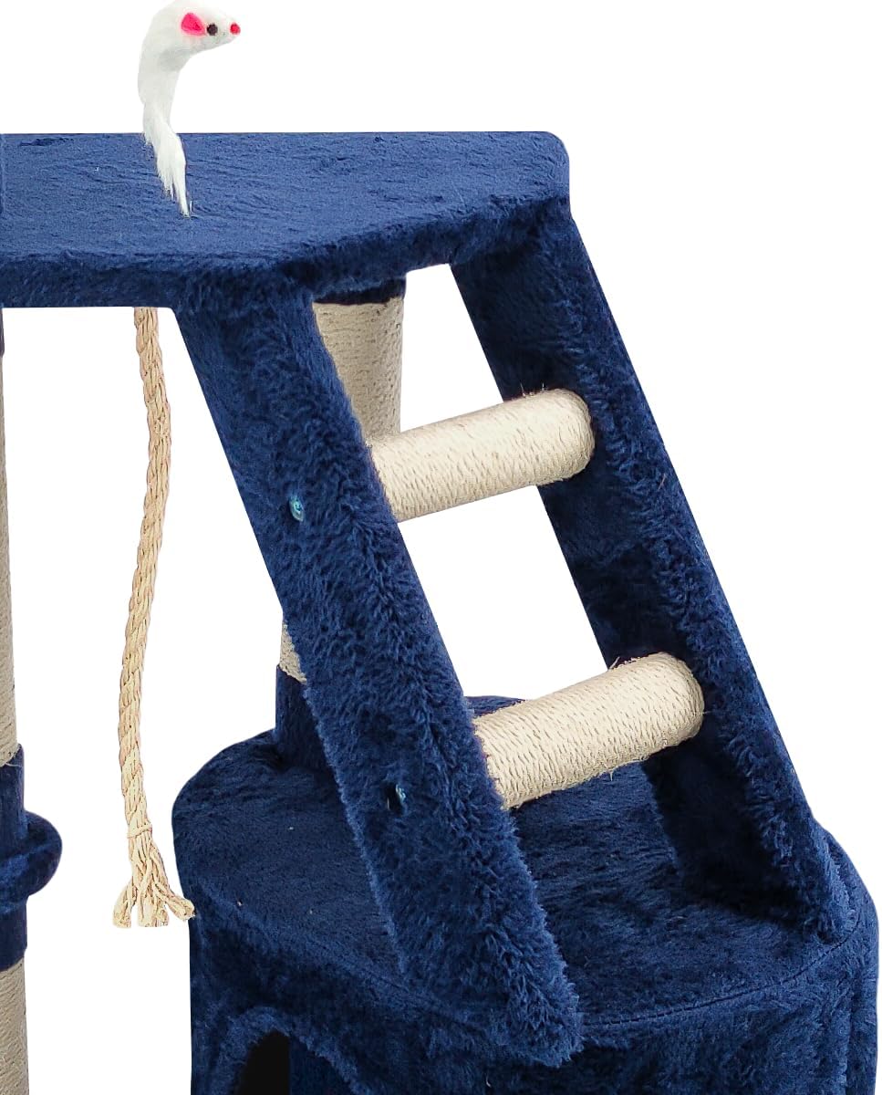 Beltom® KRATZBAUM KATZENKRATZBAUM KLETTERBAUM KATZENBAUM SPIELBAUM Park Spiele H. 120 cm - Blau, Bla