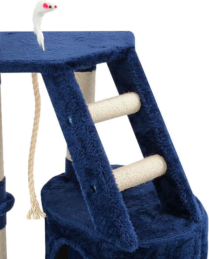 Beltom® KRATZBAUM KATZENKRATZBAUM KLETTERBAUM KATZENBAUM SPIELBAUM Park Spiele H. 120 cm - Blau, Bla