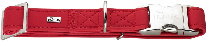 HUNTER SOFTIE ALU-STRONG Hundehalsung, Hundehalsband, Kunstleder, Aluminium Klickverschluss, M, rot