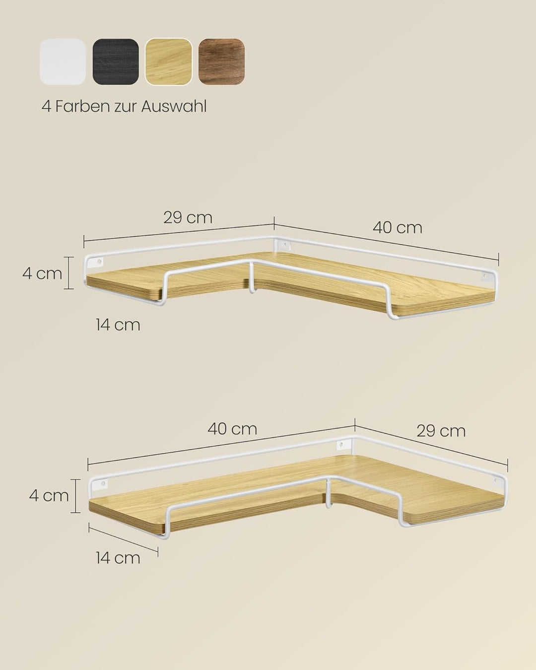 VASAGLE L-förmiges Eckregal, 2er Set, Wandregal, Industrie-Design, für Wohnzimmer, Schlafzimmer, Küc