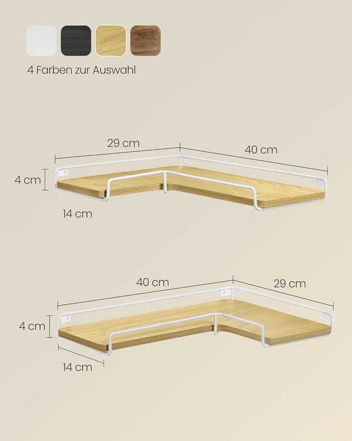 VASAGLE L-förmiges Eckregal, 2er Set, Wandregal, Industrie-Design, für Wohnzimmer, Schlafzimmer, Küc