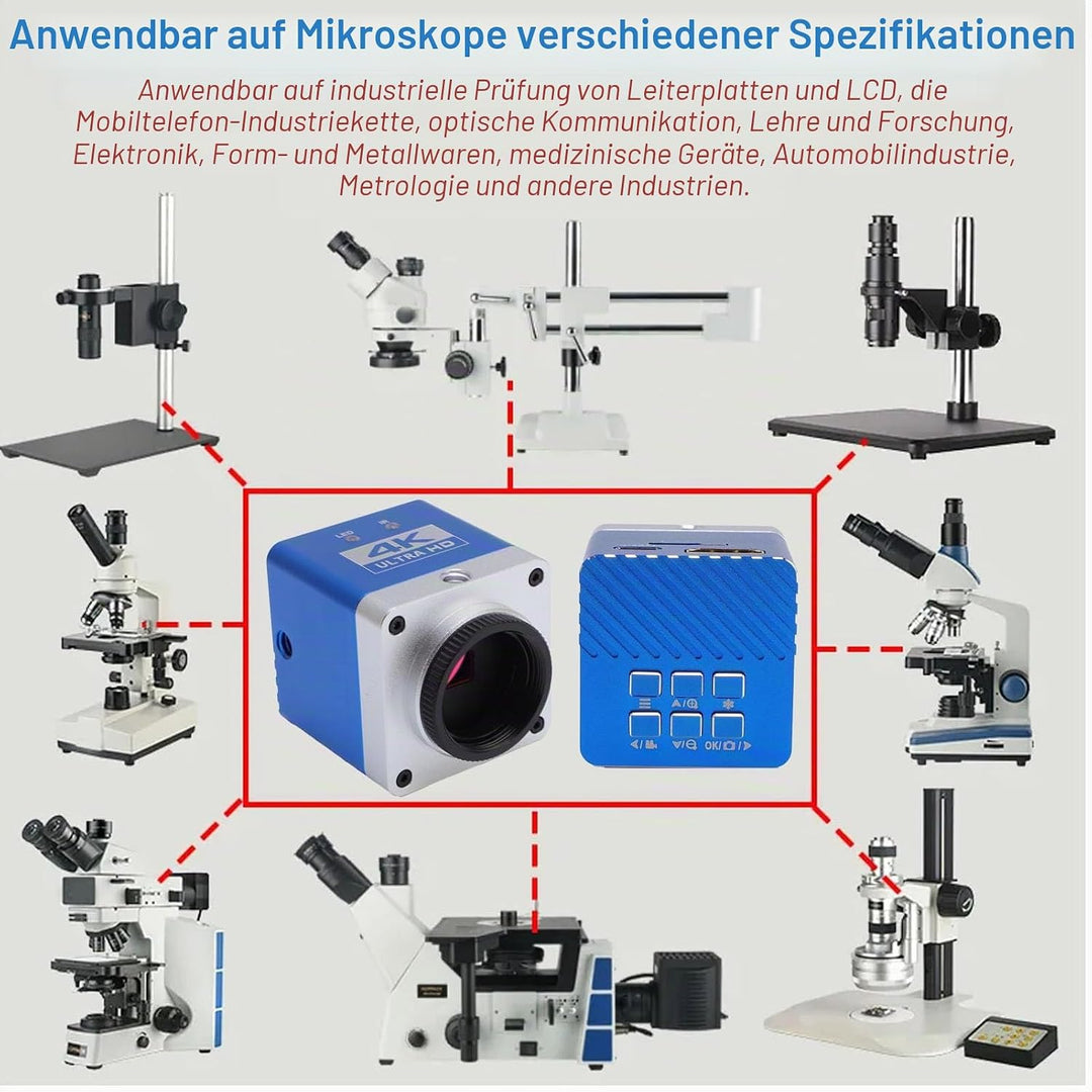 4K HD -Mikroskop Industrielle Kamera 8.3MP 3840x2160 Auflösung 1/1.8 Sensor HD -Anzeige Grenzflächen