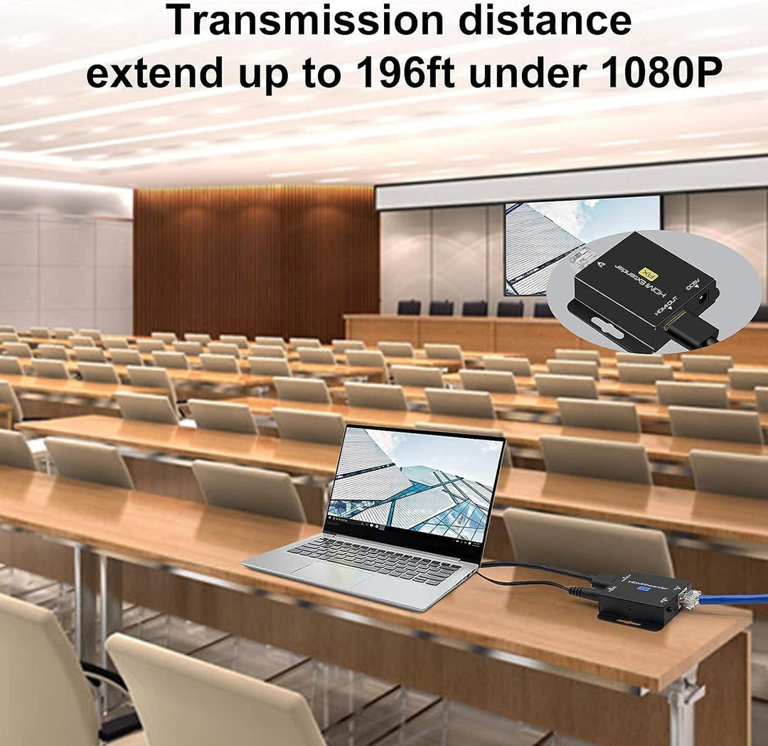 HDMI-Extender 60 m mit POC 1080p @ 60Hz 3D HDMI Repeater (TX und RX) RJ45 auf HDMI Konverter Transfe