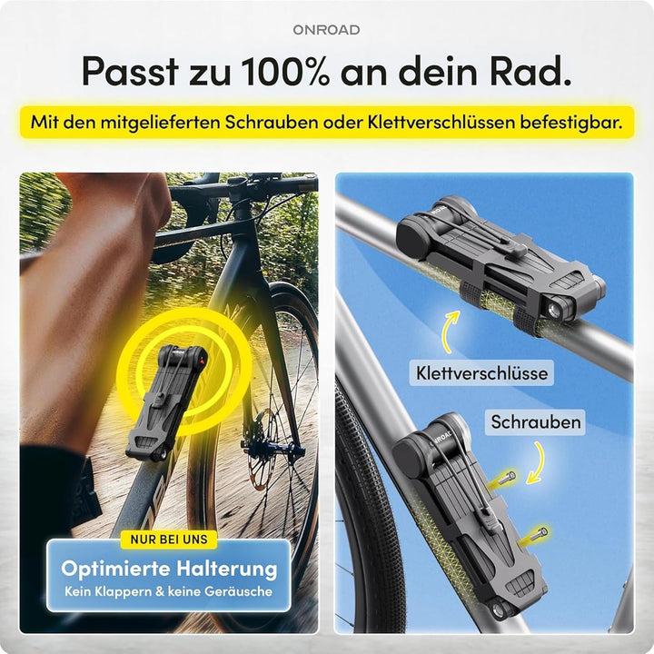 Faltschloss Fahrrad Onlock Ultra 120cm diebstahlsicher – Fahrradschloss hohe Sicherheit - Robustes &