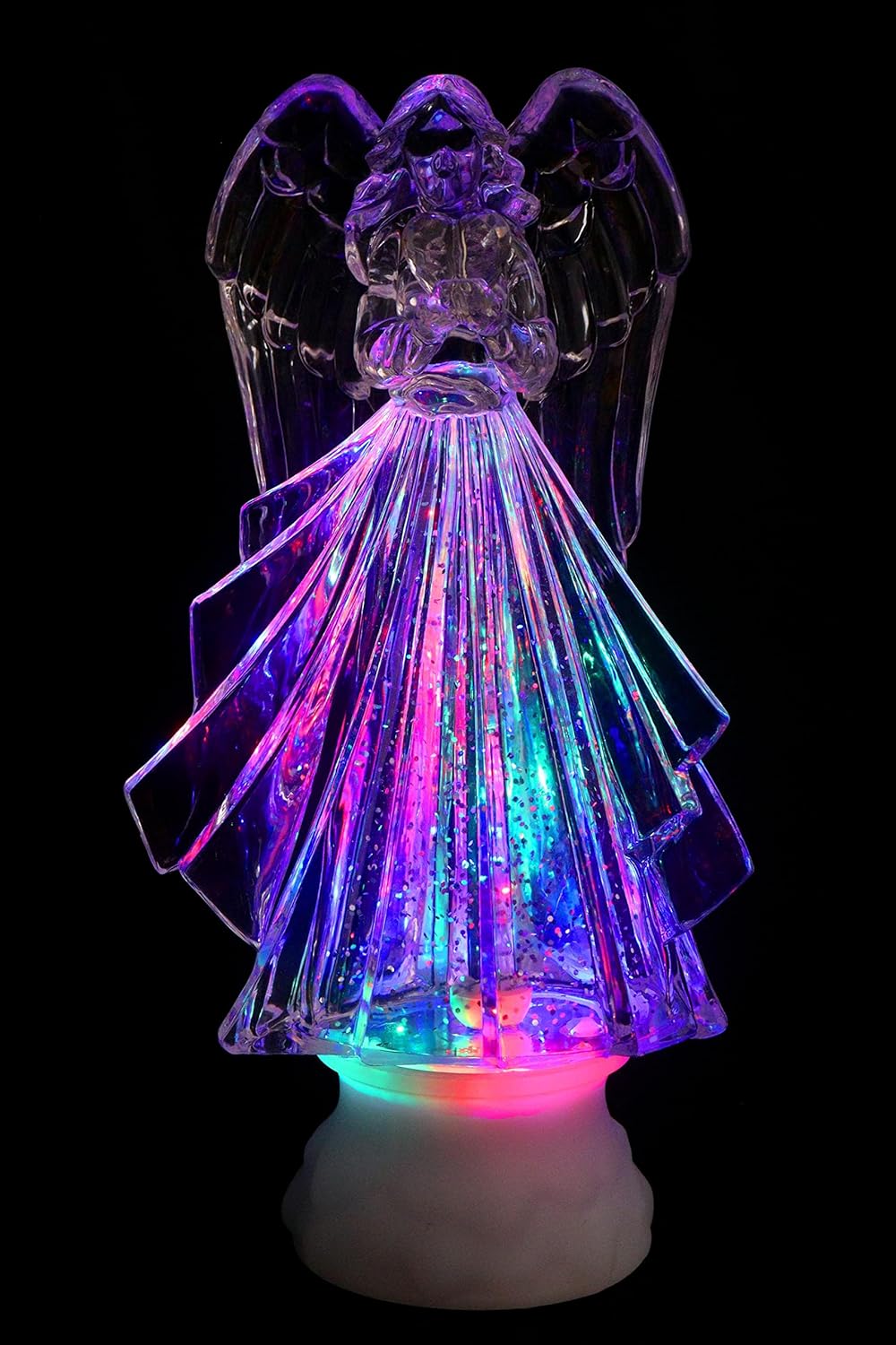 Schneekugel mit bunter Regenbogen LED Beleuchtung & Glitzerantrieb 11,5 * 7,5 * 22 cm als Weihnachts
