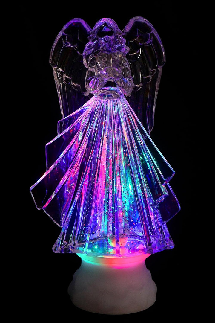 Schneekugel mit bunter Regenbogen LED Beleuchtung & Glitzerantrieb 11,5 * 7,5 * 22 cm als Weihnachts
