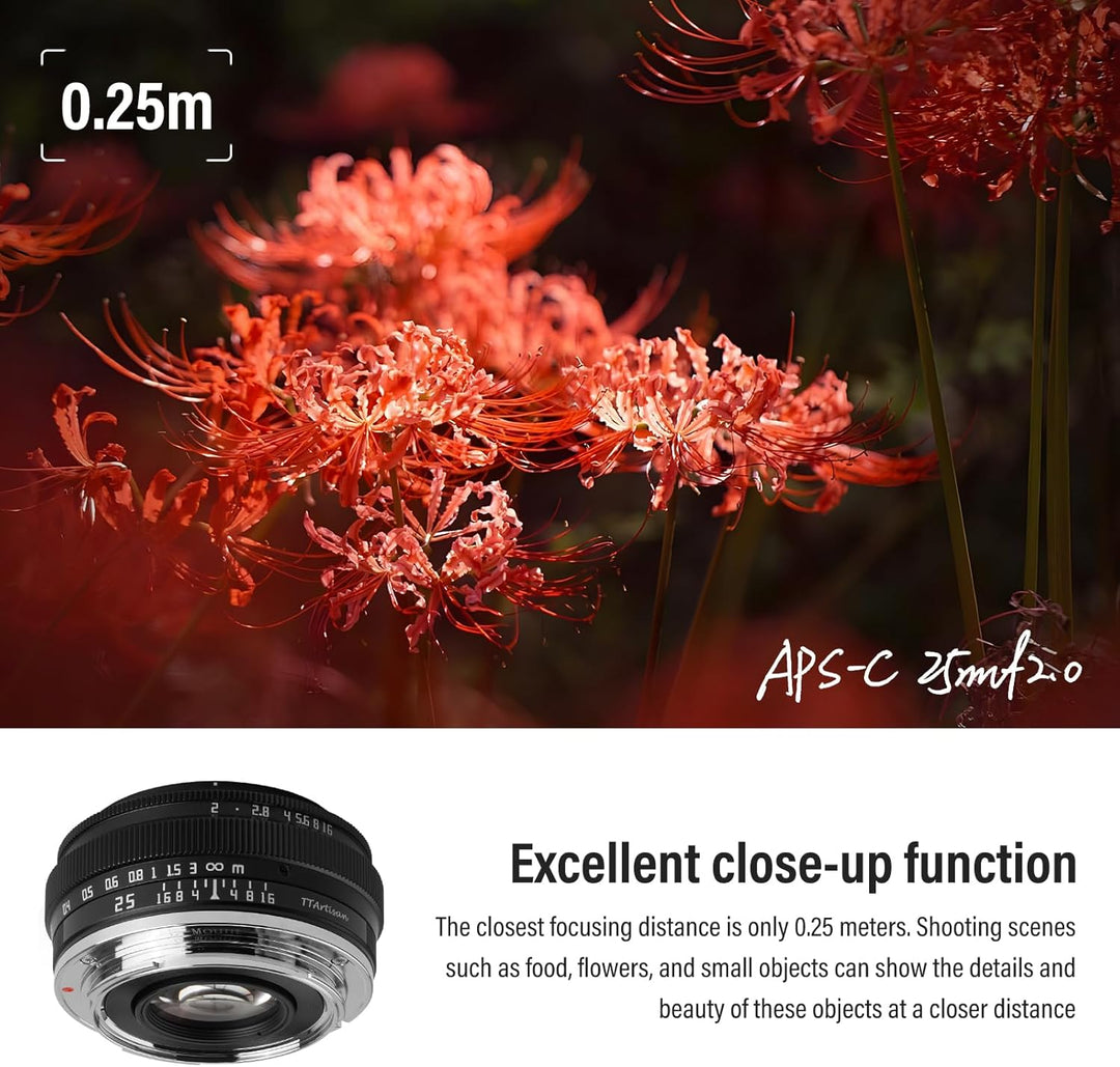 TTARTISAN 25mm F2 Kameraobjektiv Camera Lense für Sony E-Mount APS-C Manuelles Tragbares Pancake-Obj