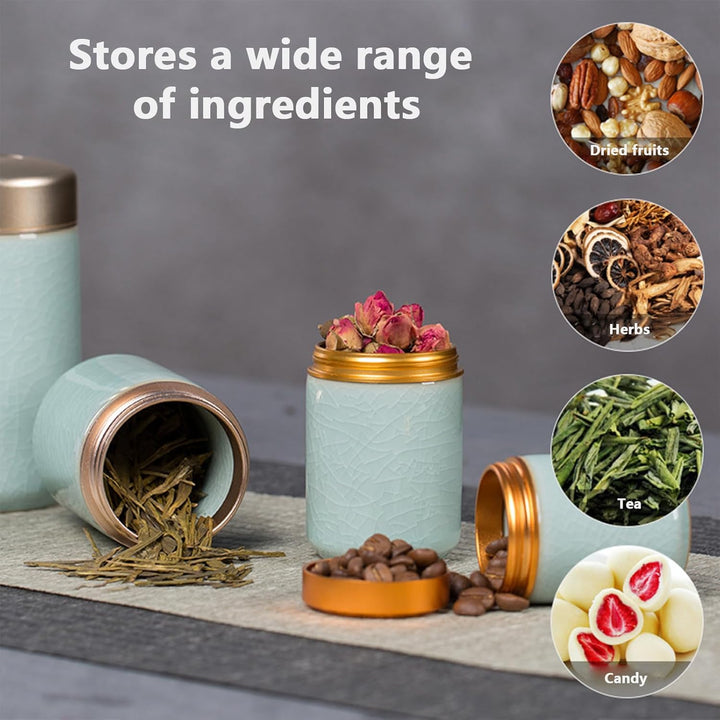 2 Stück Kleiner Keramischer Matcha-Behälter, Matcha Set, Keramik Teedose, Tragbarer Aufbewahrungsbeh