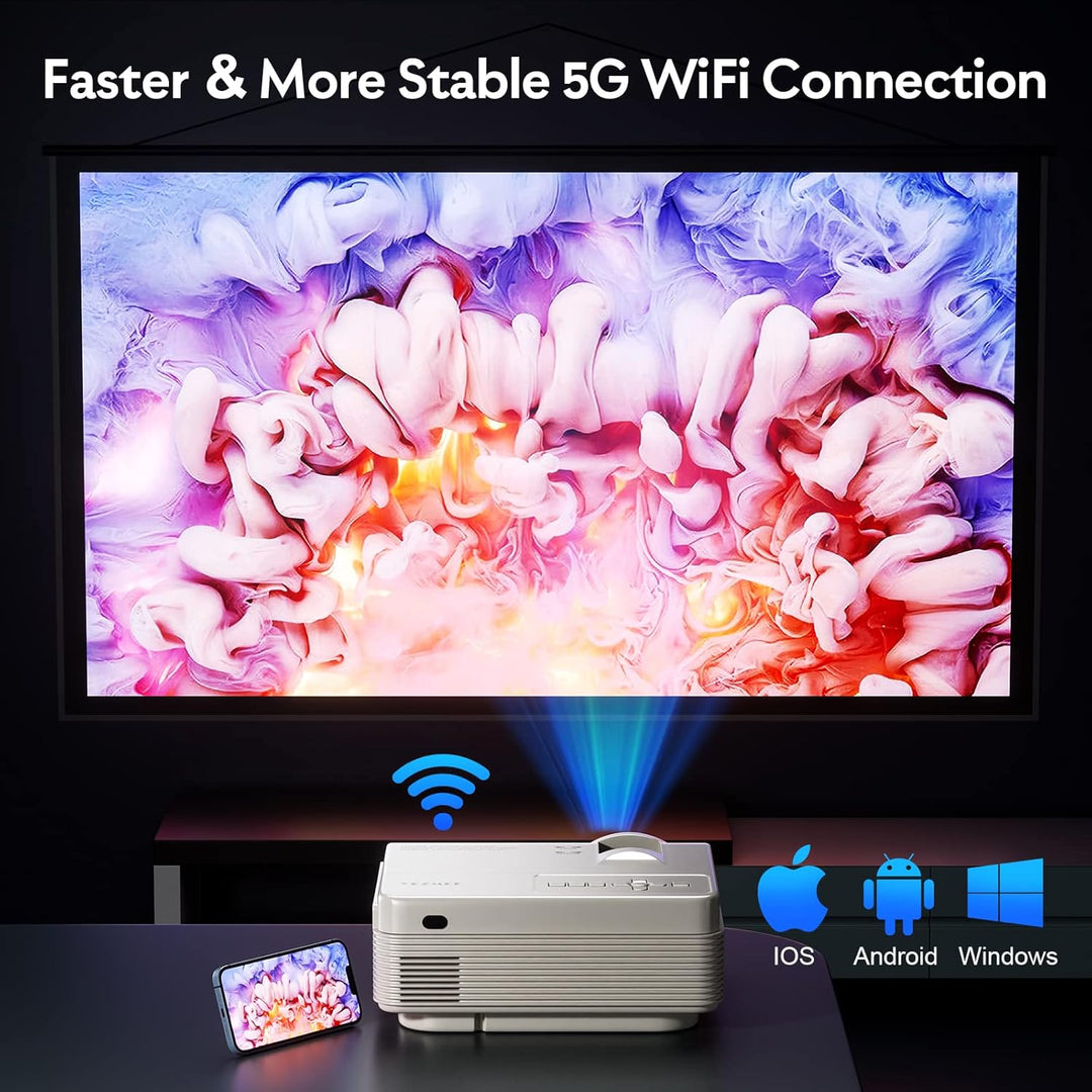 Beamer, YEZMEK Native 1080P 15000 Lumen Full HD 5G WiFi Bluetooth Beamer, Mini LED Beamer 4K Unterst
