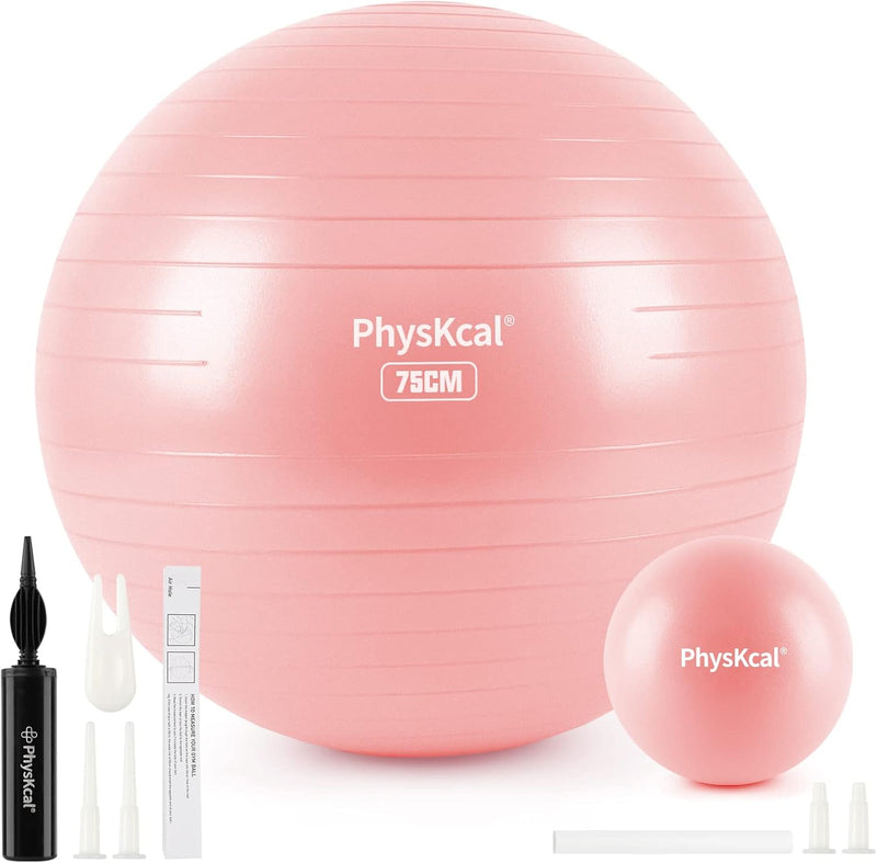 PhysKcal Gymnastikball und 23 cm Pilatesball Set, Anti Burst Gymnastikball, Anti-Rutsch-Sitzball, Ba