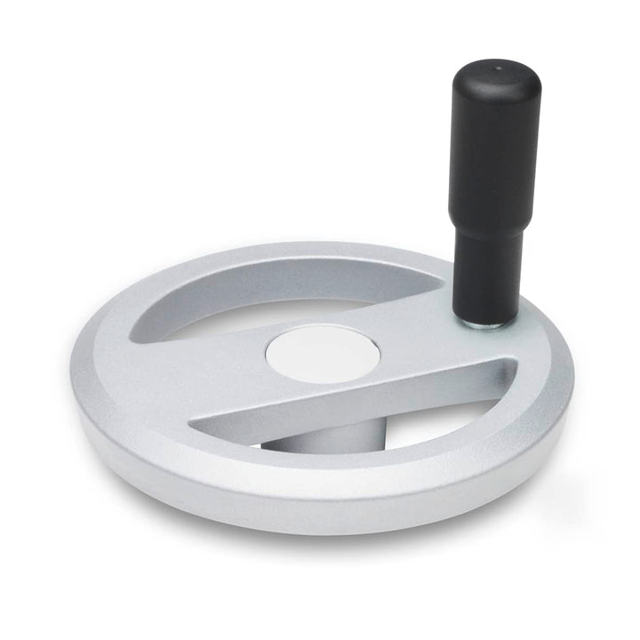 Ganter Normelemente | Speichenhandräder mit drehbarem Griff - GN 924-125-B14-R-SR | Aluminium | Silb