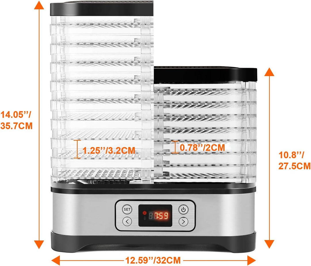 Obst und Gemüse-Trockner, LCD-Display, 72-Stunden-Timer, 8 Paletten, Dehydrator für Lebensmittel, Le