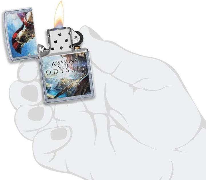 ZIPPO – Assassin’s Creed Odyssey, Alexios - Street Chrome - Color Image- Sturmfeuerzeug, nachfüllbar