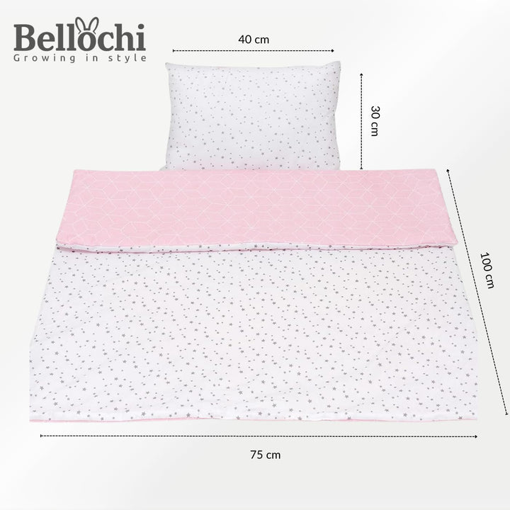 Bellochi Multifunktional Baby Decke Set - Doppelseitig Baby Bettwäsche 75x100 cm und Kissen 30x40cm