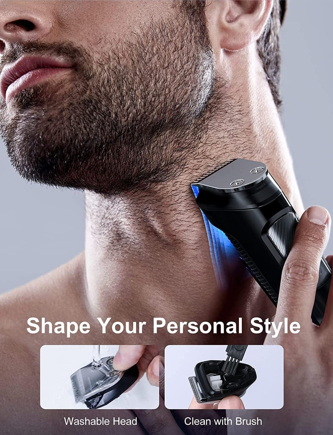 Barttrimmer Herren Haarschneidemaschine, All-in-1 Bartschneider Nasenhaartrimmer Kabellos, USB Wiede