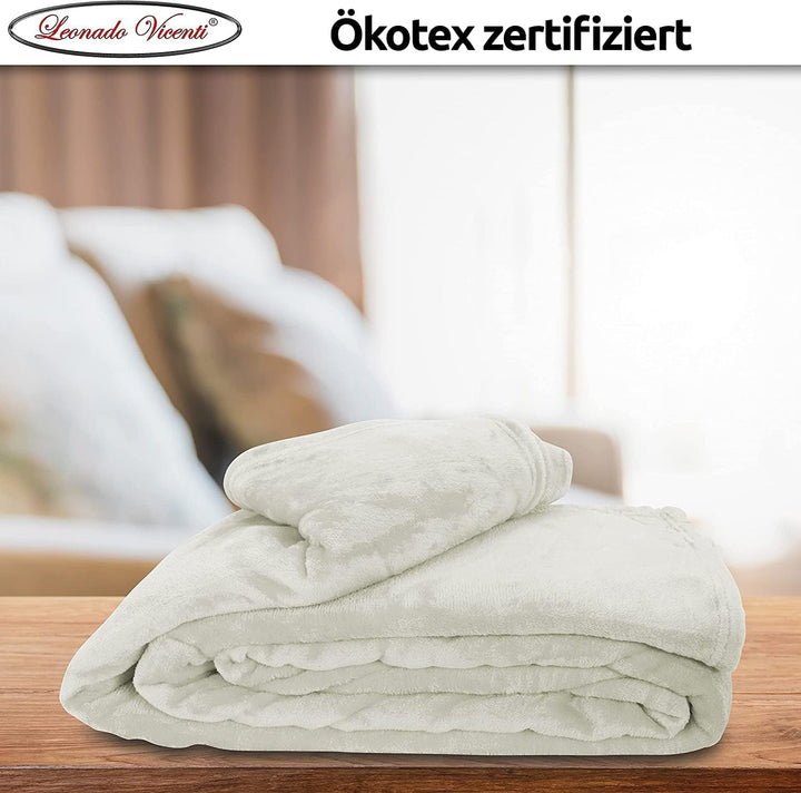 Leonado Vicenti 2er Set Flauschige Kuscheldecke 150x200 cm Fleecedecke Wohnzimmerdecke Sofadecke Tag