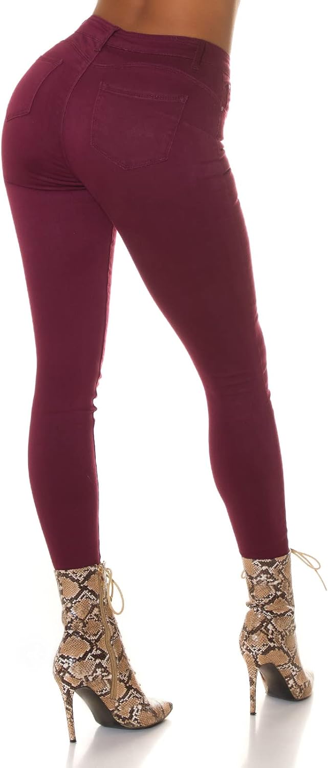 Koucla Coloured Push-up High Waist Skinny Jeans 44 Bordeaux, 44 Bordeaux