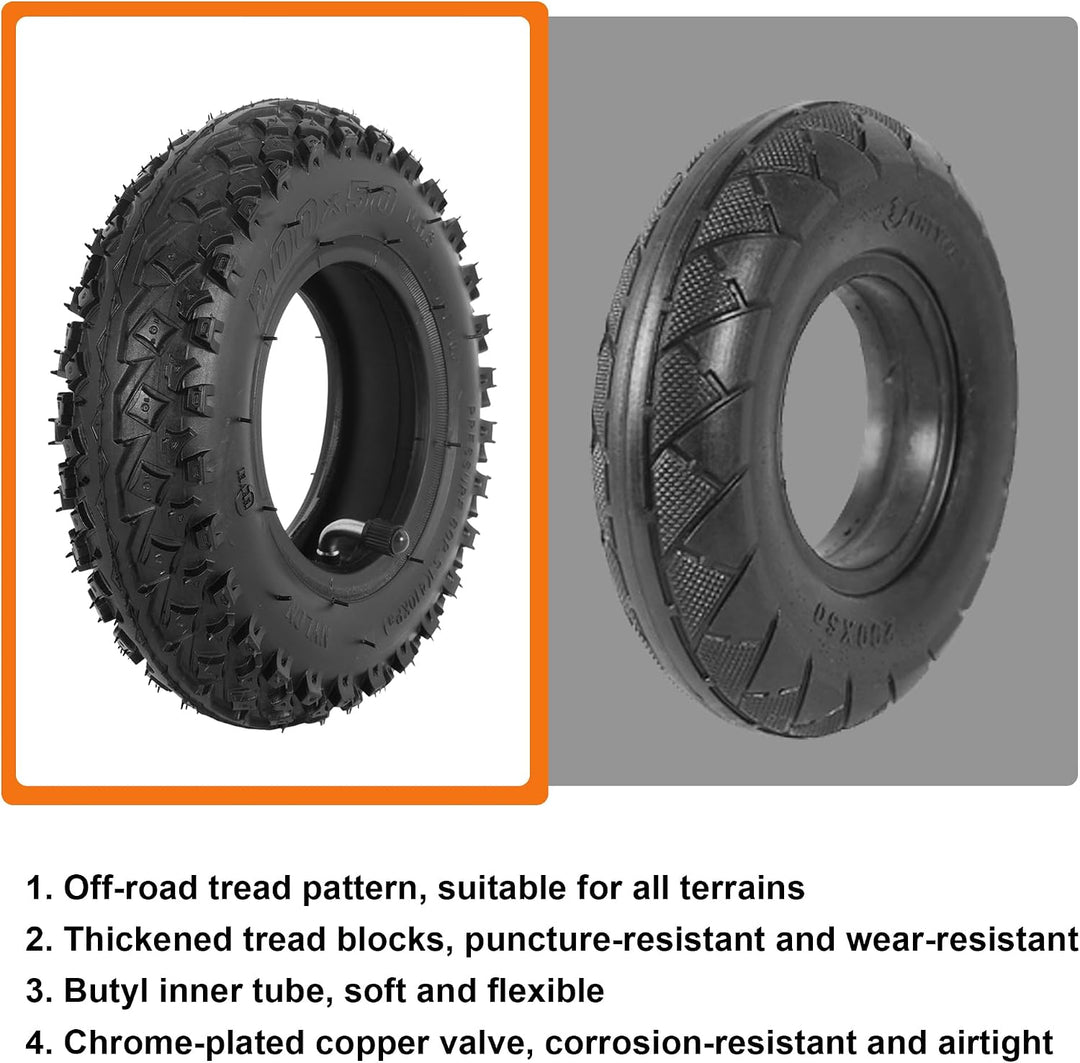2 Satz 200 x 50 (8 "x2") Dirt Scooter Knobby Reifen & Schlauch 8 x 2 Offroad-Reifen für Pro RDS Dune
