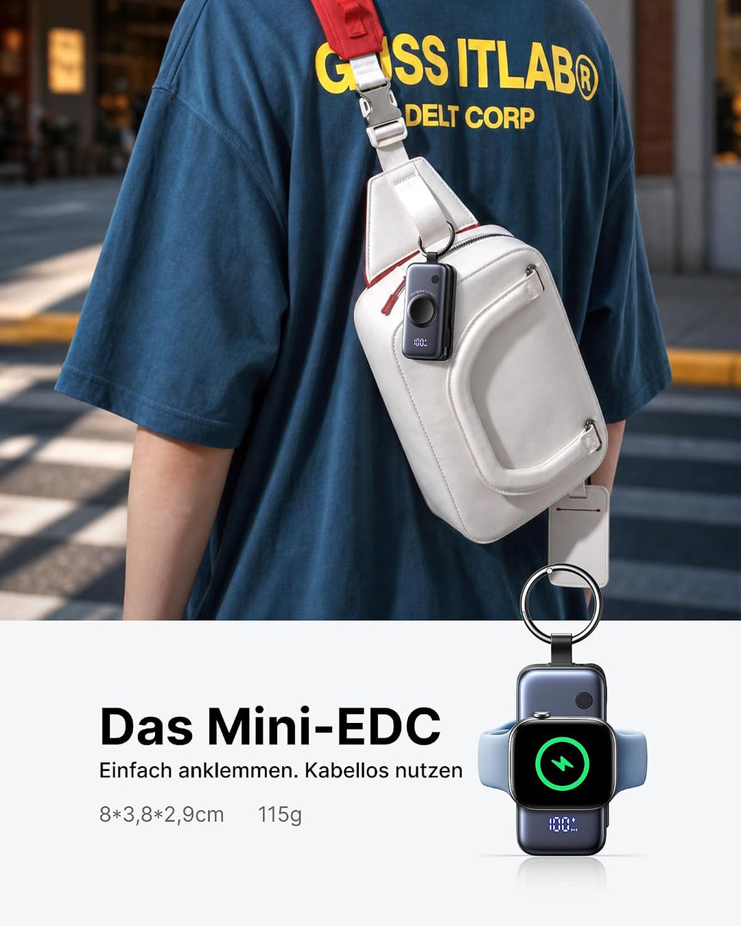 INIU Power Bank, 5000mAh 20W PD mini Powerbank mit Integriertes USB-C Kabel, Zubehör für Apple Watch