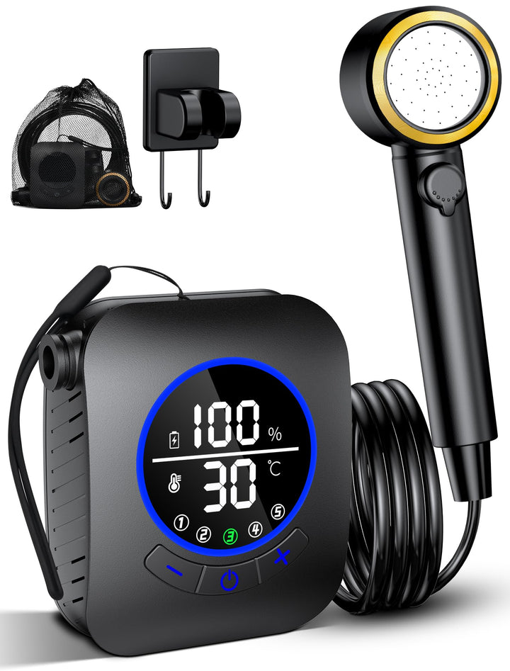 Rsaoty Tragbare Campingdusche, Camping Dusche mit Pumpe, Tragbare Duschen Outdoor, 8000mAh wiederauf