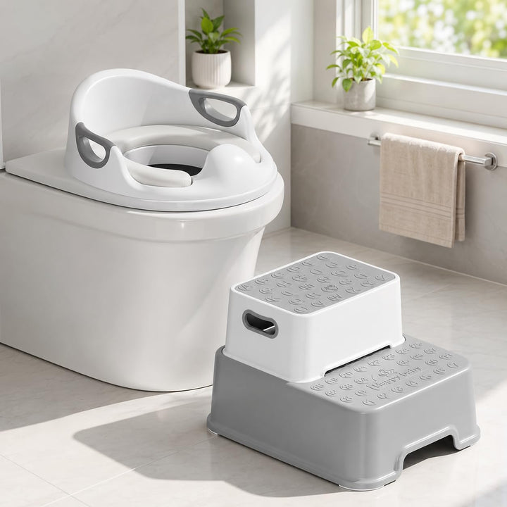 MAMIZO Toilettensitz Kinder mit Tritthocker Kinder, Wc Sitz Kinder mit 2 Stufen Hocker, Toilettensit