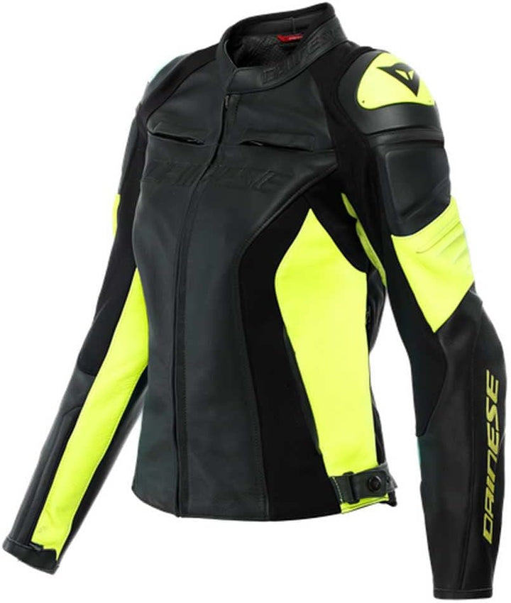 Dainese Racing 4 Damen Motorrad Lederjacke Schwarz/Gelb 46 46 Schwarz Fluo-Gelb, 46 Schwarz Fluo-Gel
