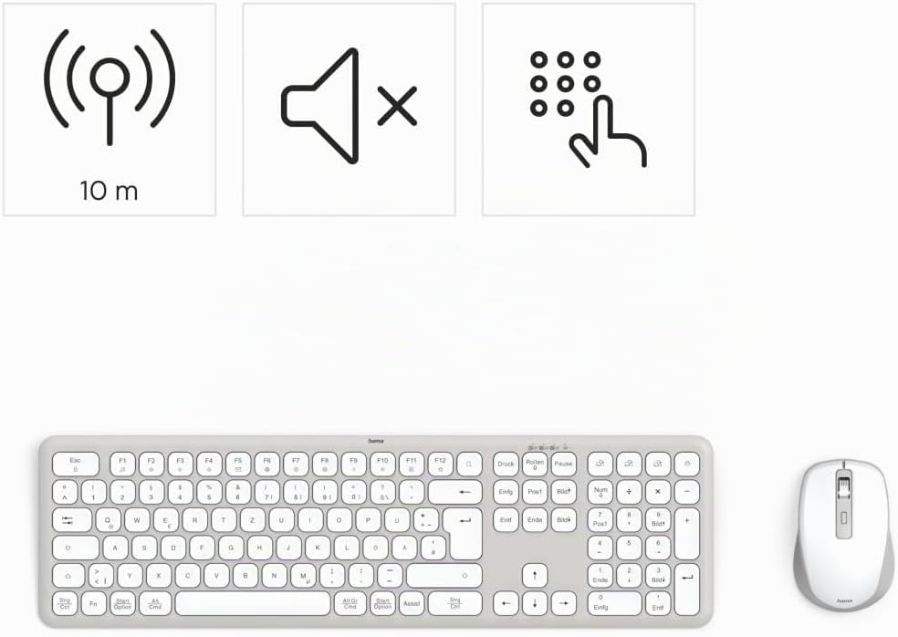 Hama Tastatur-Maus-Set, kabellos (Multi-Device 2,4GHz via USB-Empfänger + 2X Bluetooth für PC, Lapto