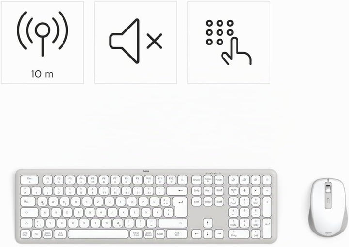 Hama Tastatur-Maus-Set, kabellos (Multi-Device 2,4GHz via USB-Empfänger + 2X Bluetooth für PC, Lapto