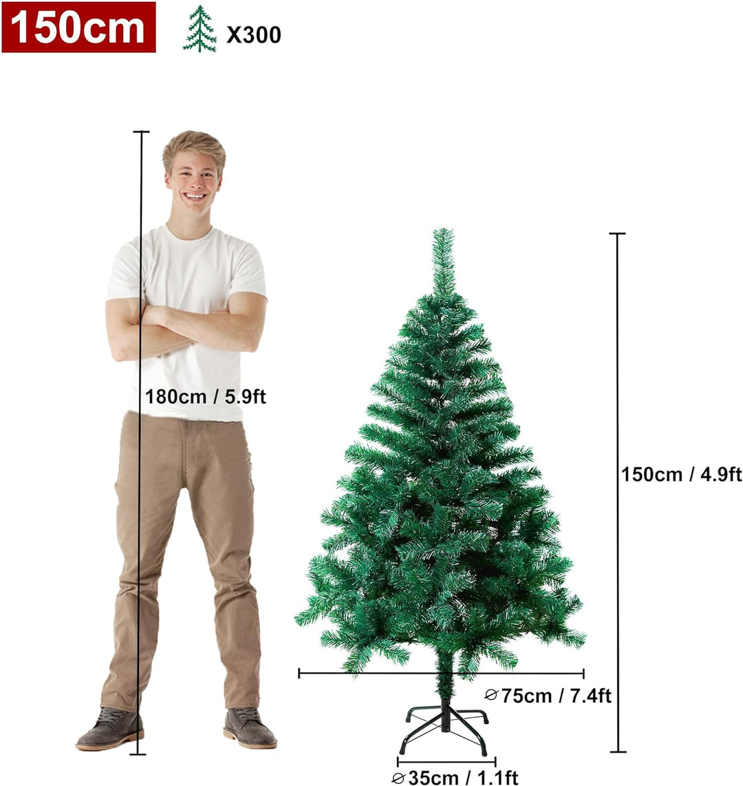 HENGMEI 150cm PVC Weihnachtsbaum Tannenbaum Christbaum Grün künstlicher mit Metallständer ca. 300 Sp