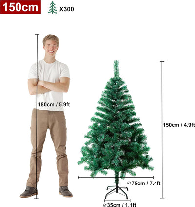 LARS360 150cm Künstlicher Weihnachtsbaum, Christbaum Tannenbaum mit Metallständer, Christbaum PVC We