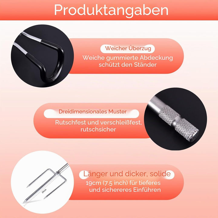 2 Stück Angelrutenhalter Edelstahl, 360° Verstellbar, Abnehmbar &amp; Leicht Tragbar, Universal Rutenhal