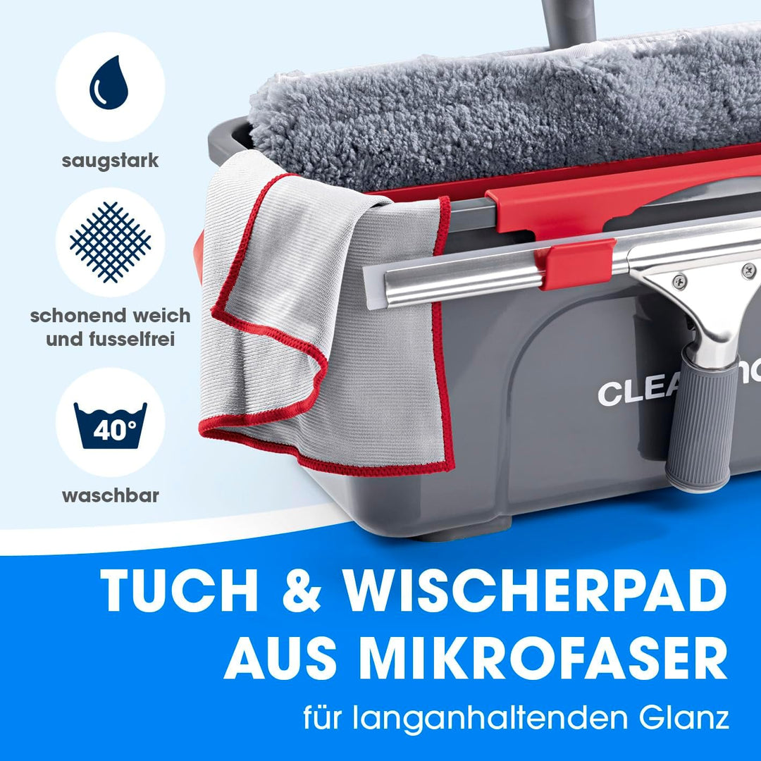 CLEANmaxx Fensterreiniger 7er Set | Einfaches & effektives Putzen | Fensterputzer Komplett-Set mit E