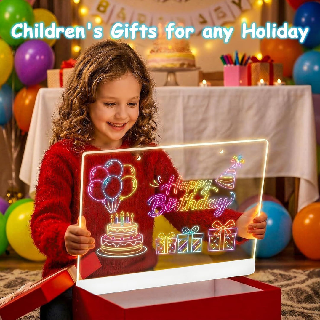 LED Zeichenbrett,Wiederaufladbare Led Zeichenbrett für Kinder mit 8 Farben,3 Modi,35x26cm Neon Art T