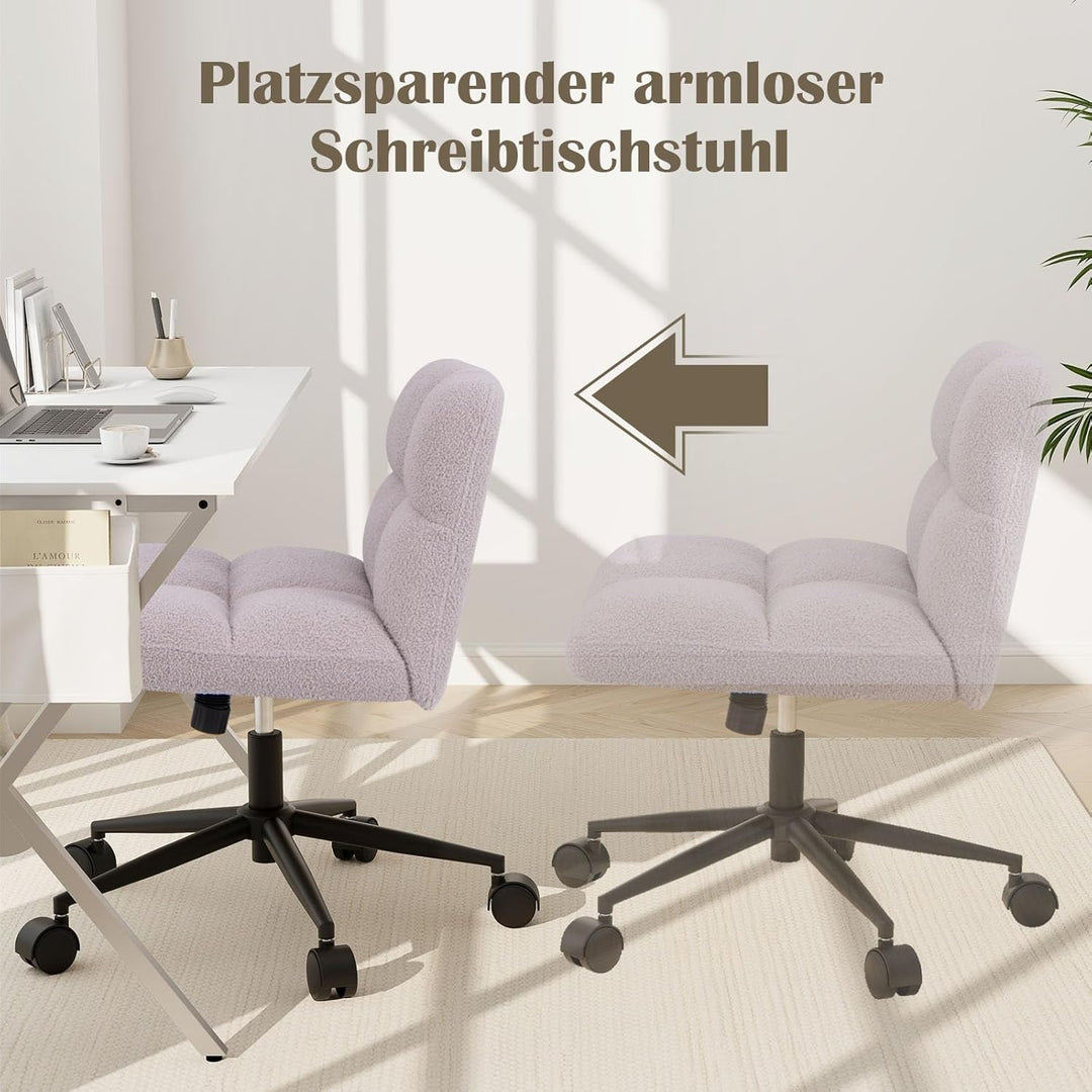 COSTWAY Schneidersitz Stuhl mit Rollen, Drehstuhl ohne Armlehnen, Schreibtischstuhl mit breiter Sitz