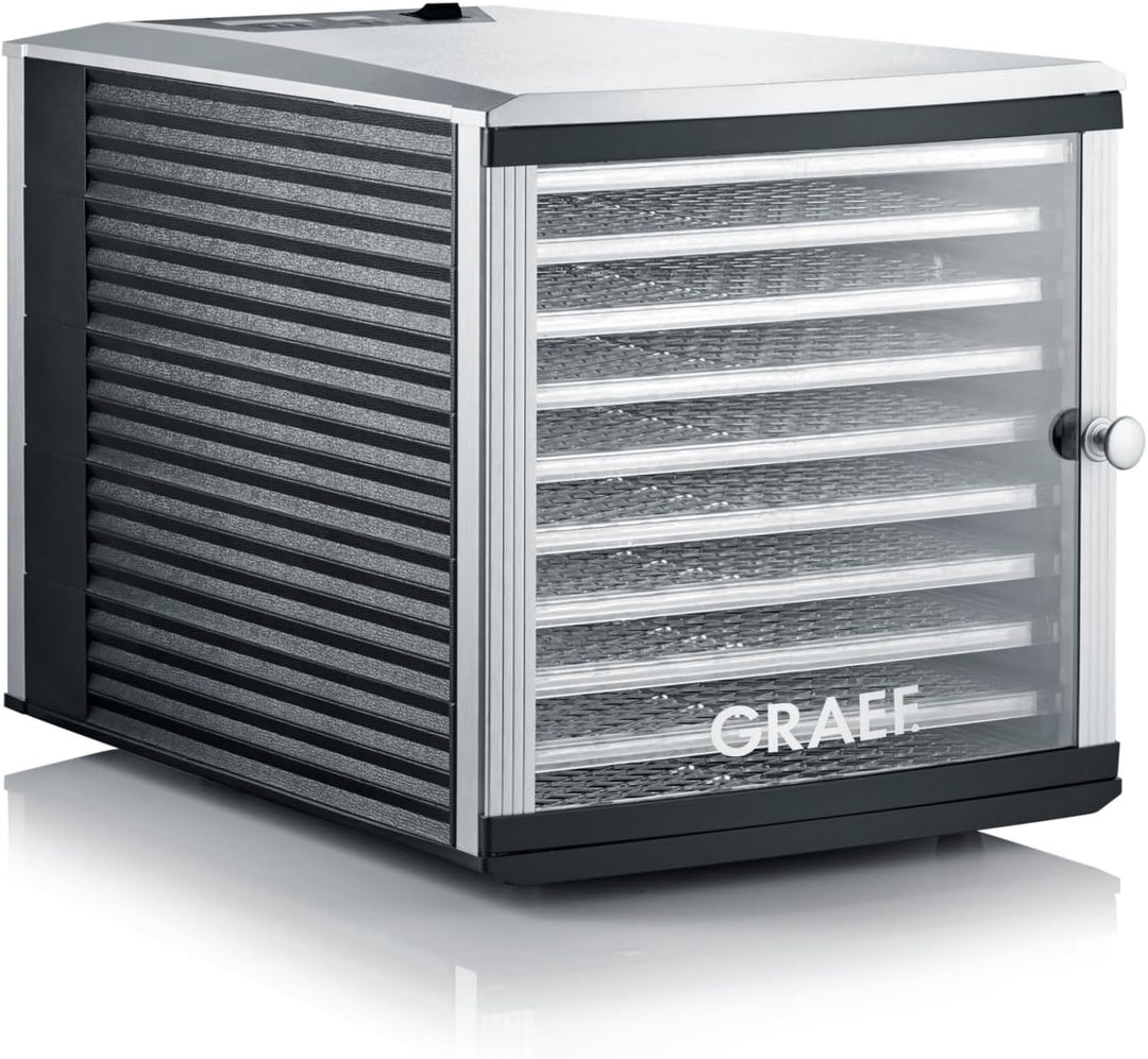 GRAEF DA510EU Dörrautomat in Silber mit Timeranzeige, Temperaturkontrolle, 30–70°C regelbar, übersic