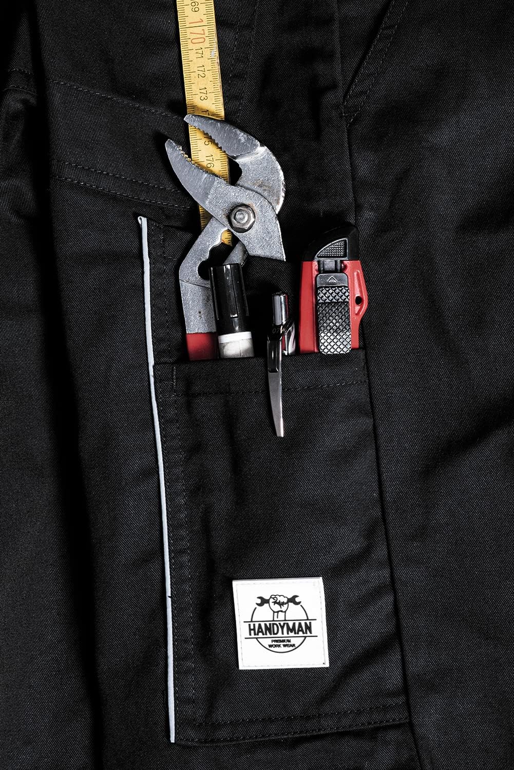 ACE Handyman Herren-Arbeitshose kurz - Männer-Arbeitshosen mit Stretch-Bund aus 35% Baumwolle leicht