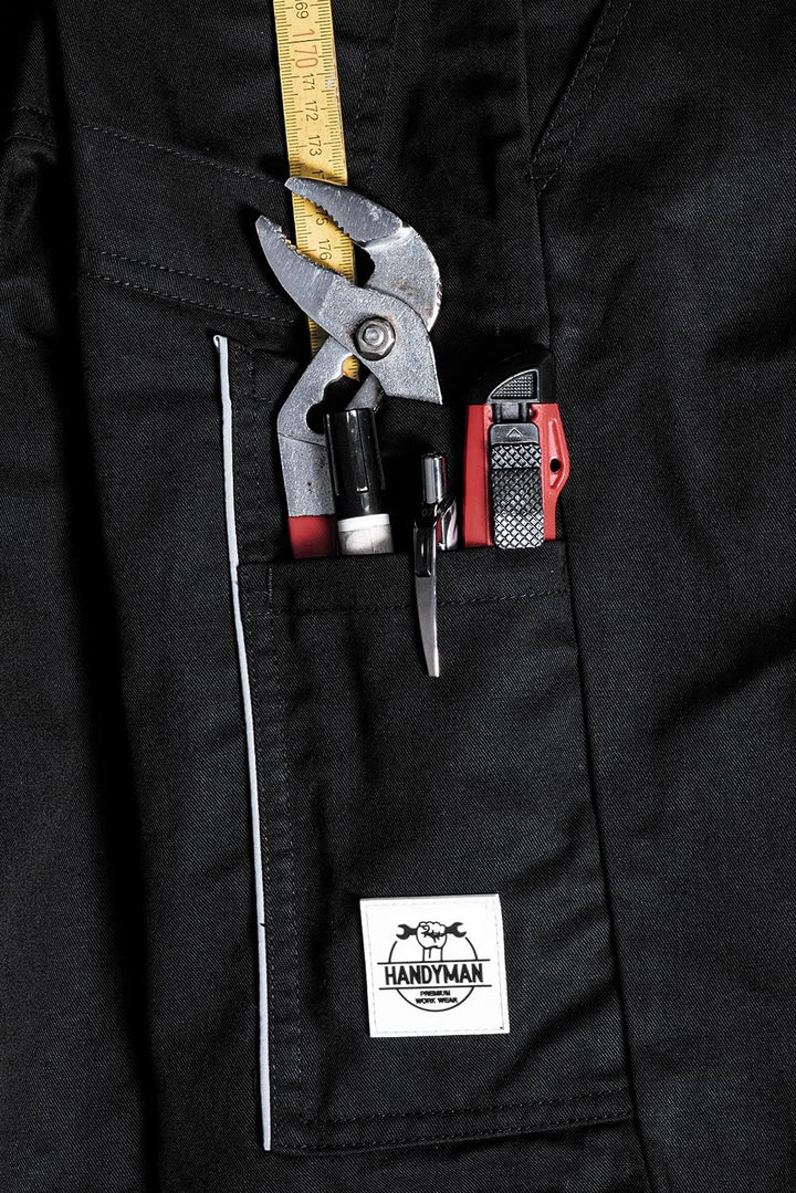 ACE Handyman Herren-Arbeitshose kurz - Männer-Arbeitshosen mit Stretch-Bund aus 35% Baumwolle leicht