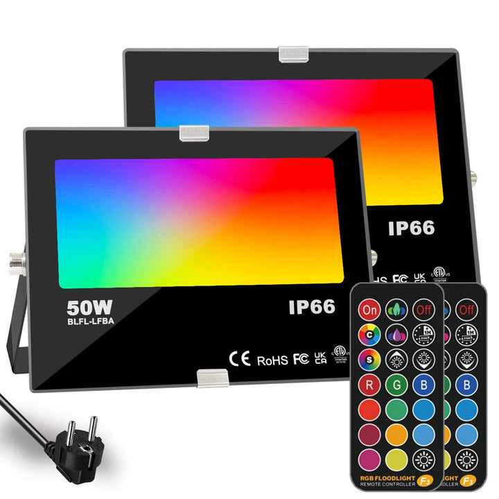 HEKEE Led Strahler Aussen, Farbwechsel, DIY-Blitzmodus, RGB Led Fluter 12 Farben, Timer, Fernbedienu