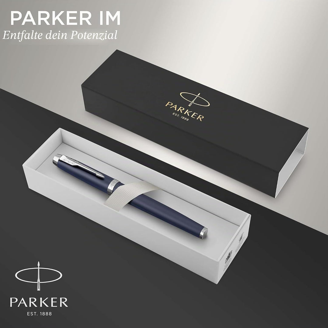 Parker IM Füller | Matte Blue | Füllfederhalter mit feiner Feder und blauer Tinte | Geschenkbox