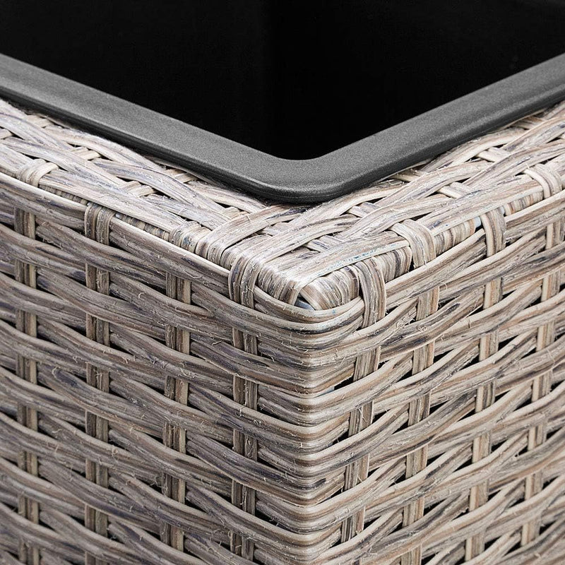 Casaria® Blumenkasten 3 Innentöpfe Polyrattan Herausnehmbar Wasserablauf Outdoor Rechteckig Pflanzka