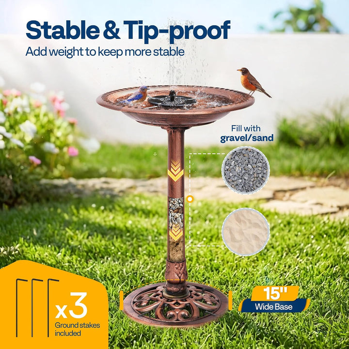 VIVOHOME Vogeltränke 71cm hoch Polyresin leicht antike Optik für Aussenbereich Antike Bronze, Antike