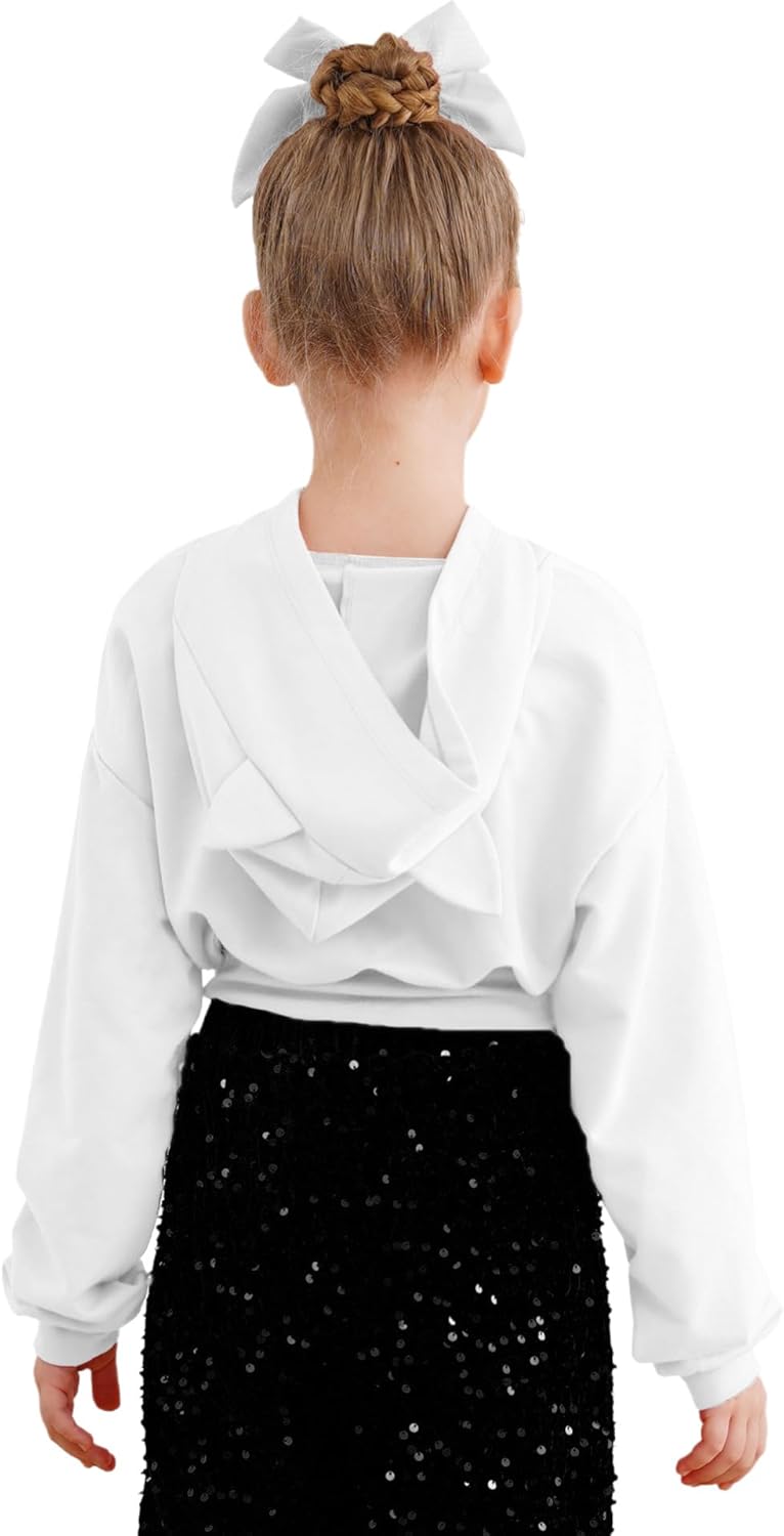 Alvivi Mädchen Sweatshirt Schmetterling Langarmshirt Crop Tops Bauchfrei Oberteile Kinder Hoodie Pul
