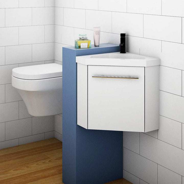 Aica Sanitär Eckwaschtisch 40 cm Eckschrank Vormontieren Waschbecken mit Unterschrank Waschtisch kle