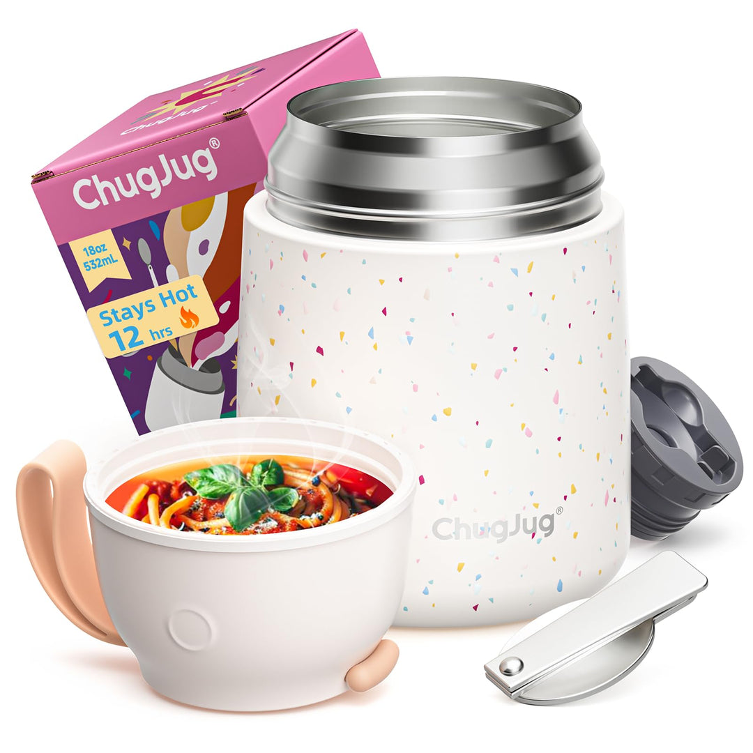 Thermobehälter für Essen 530ml, Edelstahl Thermobecher für Essen Warmhaltebehälter mit Löffel, Ausla