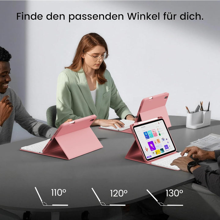Hülle mit Tastatur für iPad 11/10 Generation mit Stifthalter, Magnetisch Abnehmbare Kabellose Blueto