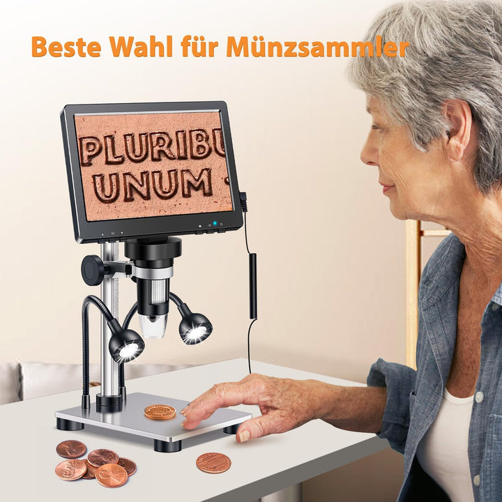 7“ LCD Digital Mikroskop, 1200X Vergrösserung für Münze PCB Schaltung Reparatur Löten, 12MP Kamera S