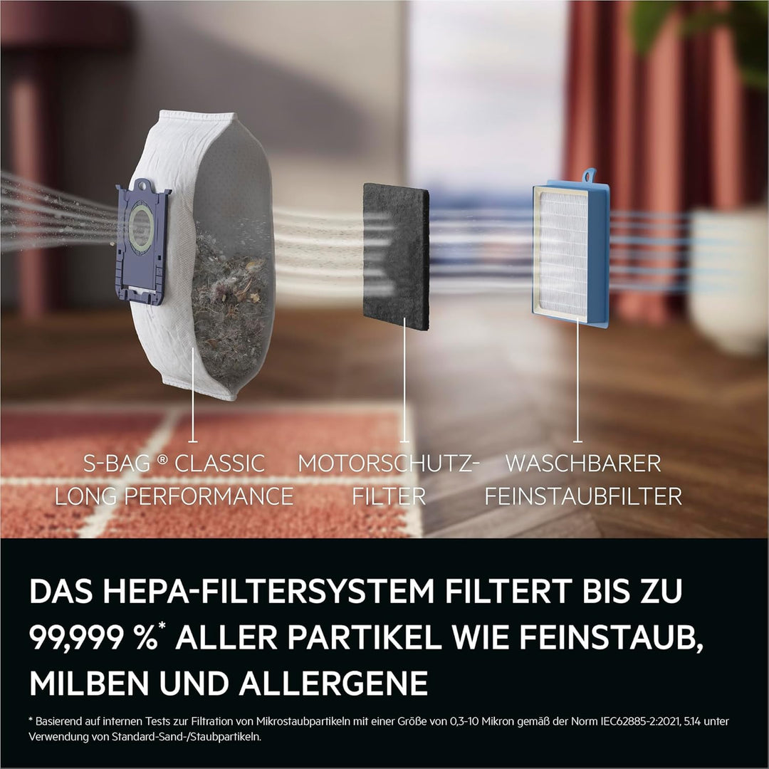 AEG Staubsauger mit Beutel, besonders leise 64 dB, kraftvolle 750 W, ergonomischer Handgriff, 12 m A
