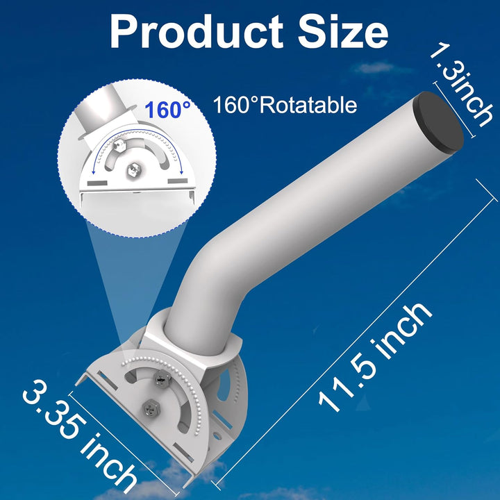 Universal verstellbare TV-Antennenhalterung, 27.9 cm, wetterfest, J-Stange, kabellose Steghalterung,
