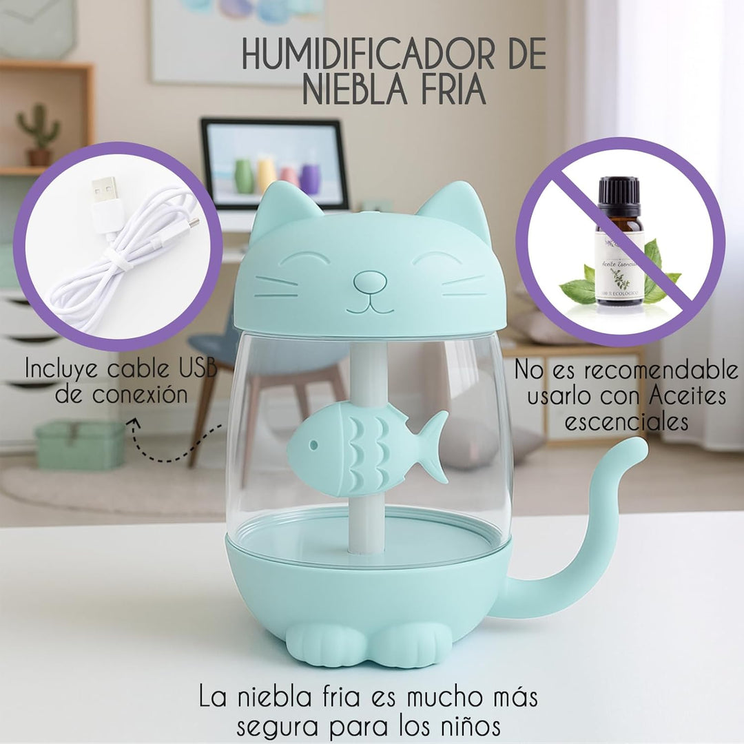 Mini-Luftbefeuchter für Kinder, 350 ml, mit LED-USB-Licht und Mini-Ventilator, leiser kalter Nebel f