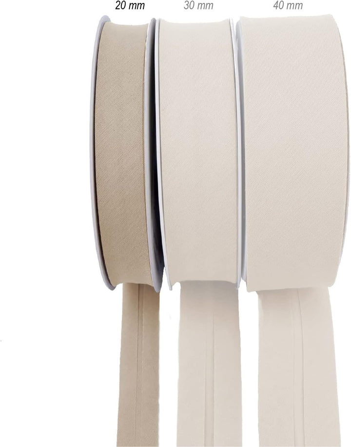 TEXTEX = 20 mm Breites Schrägband. 50% Baumwolle und 50% Polyester. Stück von 10m - (Beige) 20mm Bei